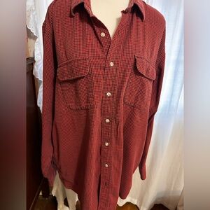 L.L. Bean Men's Red Plaid Button-Down Shirt Tall XL